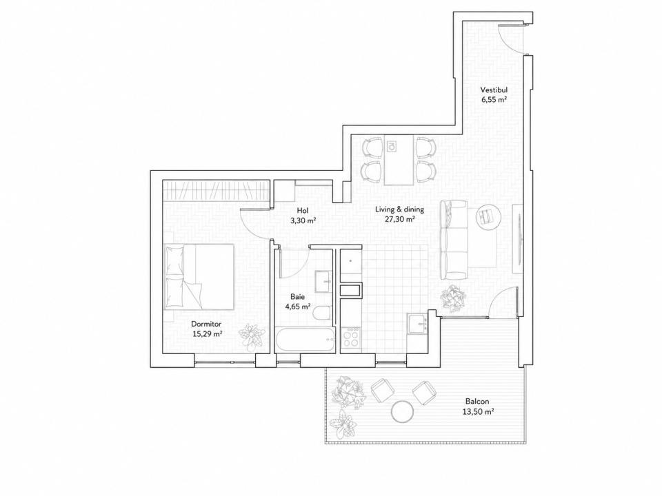 Apartament nou 2 camere, 57 mp + terasa 13,5 mp | Mehala | Comision 0%