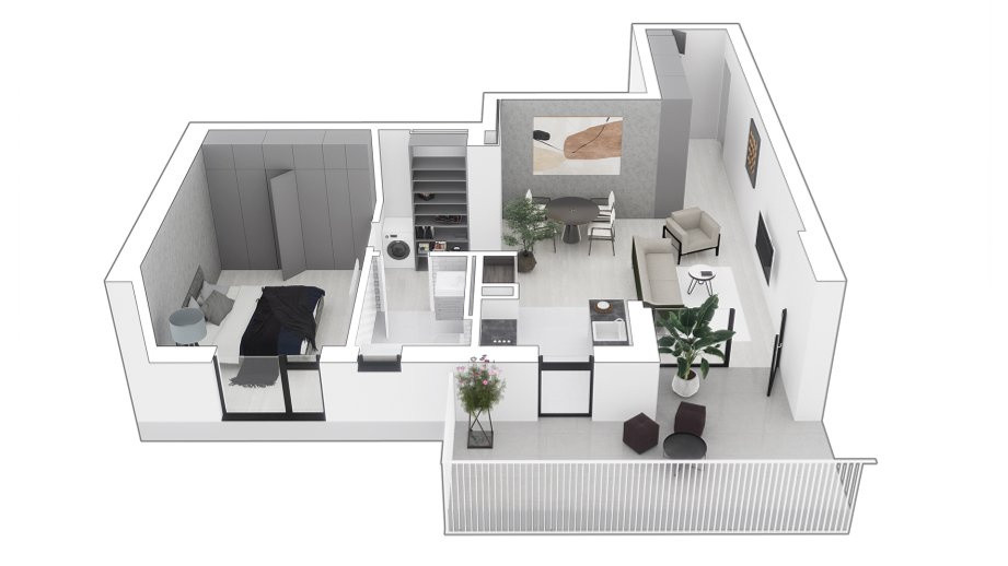 Apartament nou 2 camere, 57 mp + terasa 13,5 mp | Mehala | Comision 0%