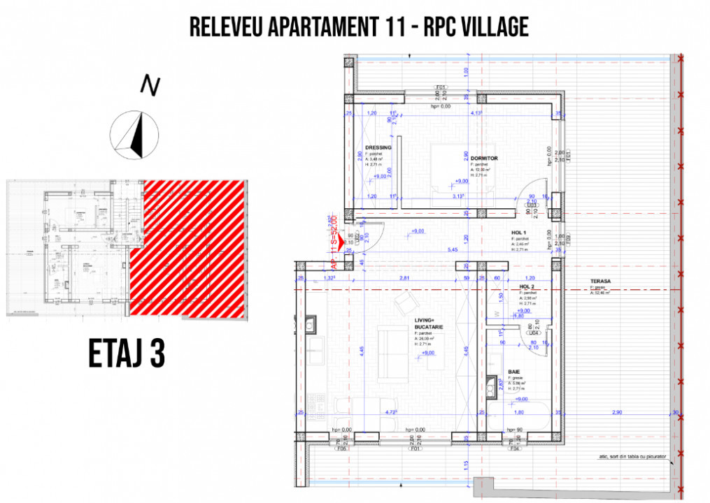 Apartament 2 camere cu terasa imensa de 52 mp, priveliste, COMISION 0